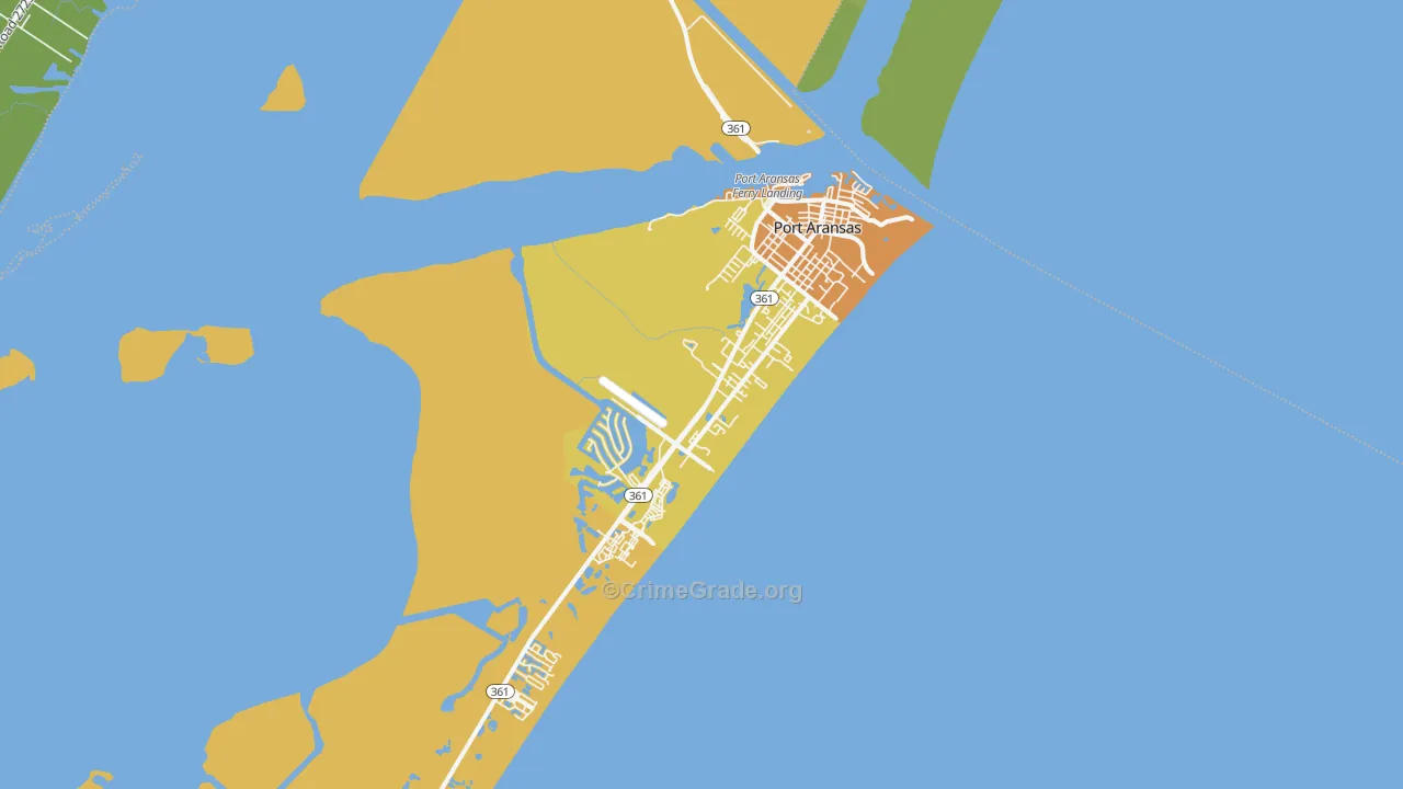 Port Aransas, TX Map of Vehicle Theft Rates