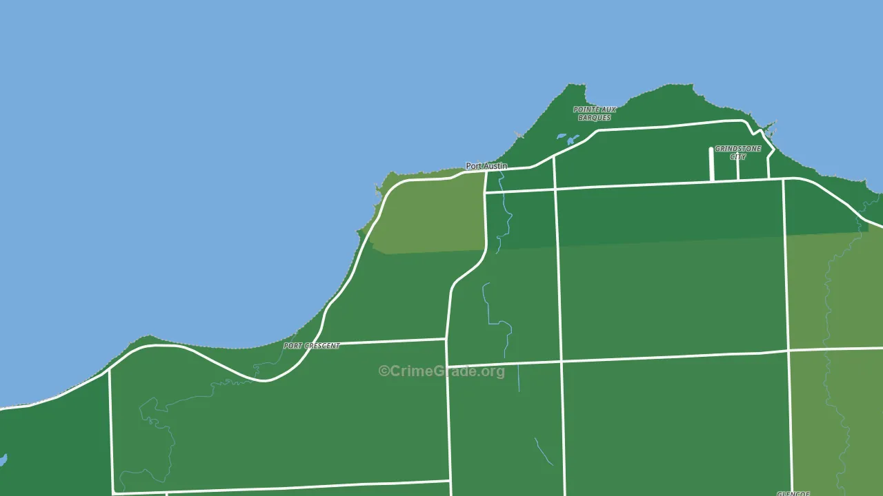 Port Austin, MI Map of Vehicle Theft Rates