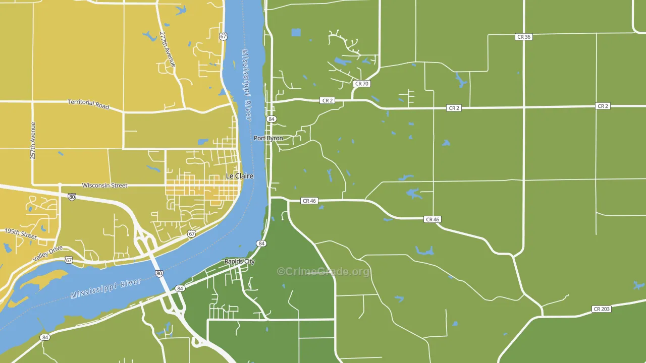 Port Byron, IL Map of Vehicle Theft Rates