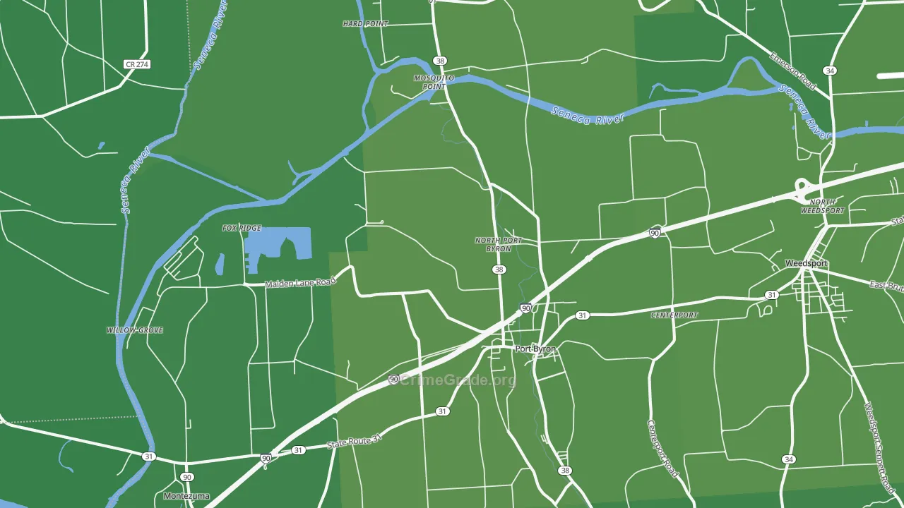 Port Byron, NY Map of Vehicle Theft Rates