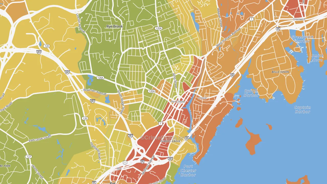 Port Chester, NY Map of Vehicle Theft Rates