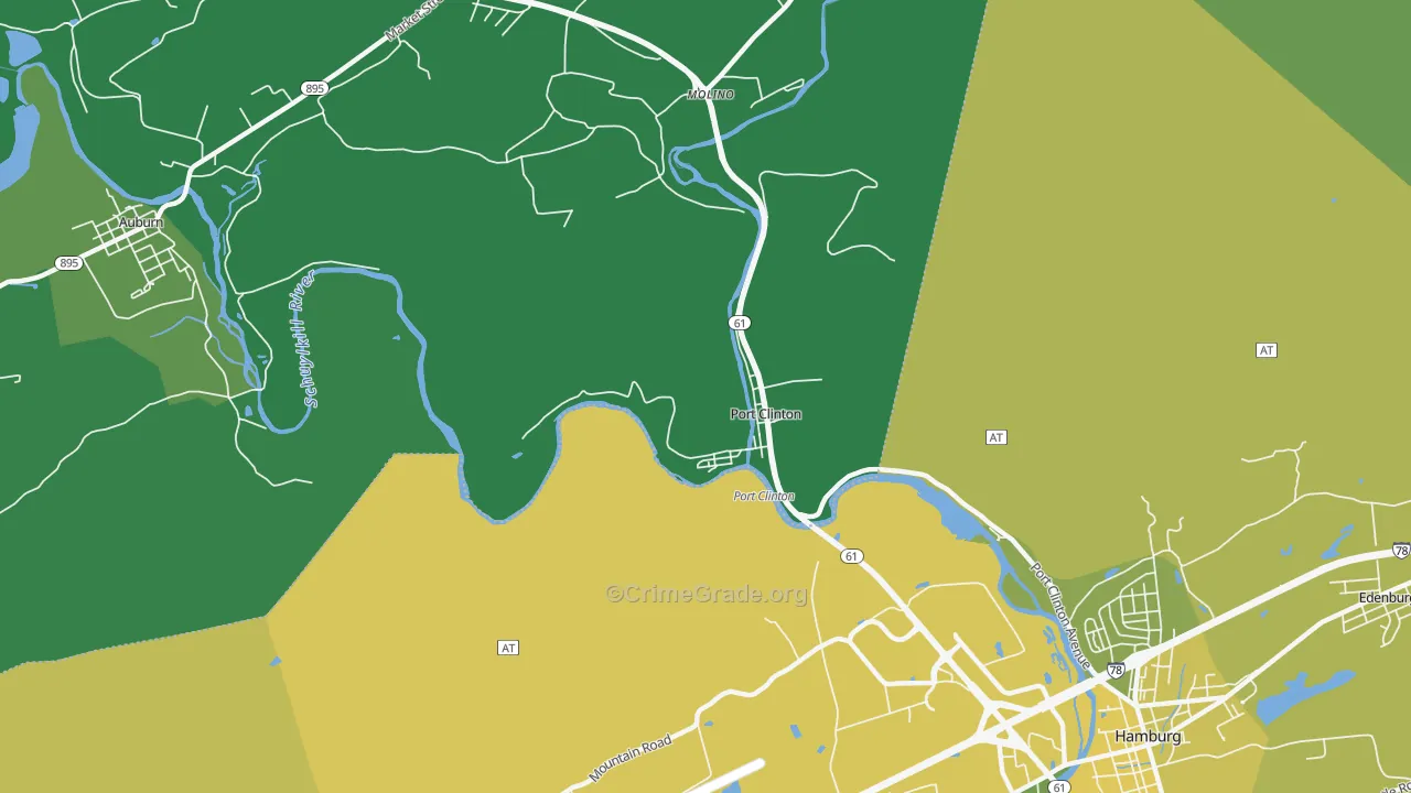 Port Clinton, PA Map of Vehicle Theft Rates