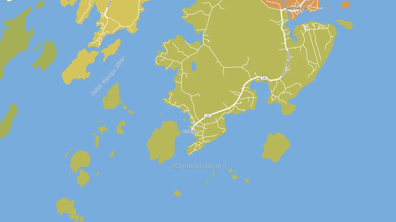 Port Clyde, ME Map of Vehicle Theft Rates