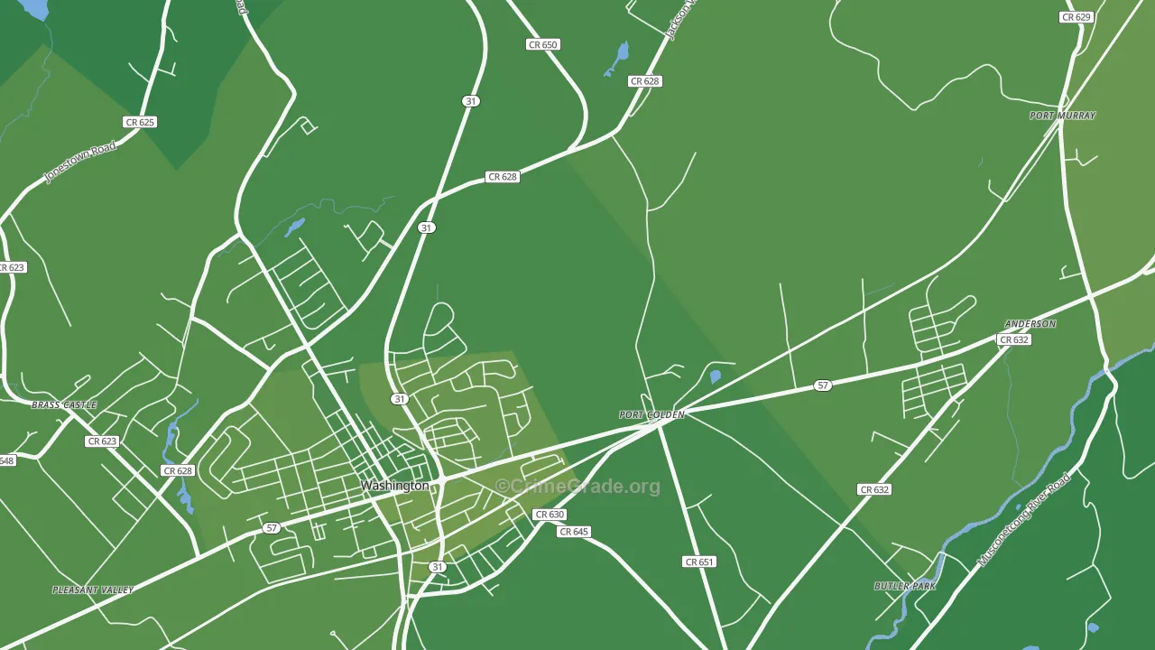 Port Colden, NJ Map of Vehicle Theft Rates