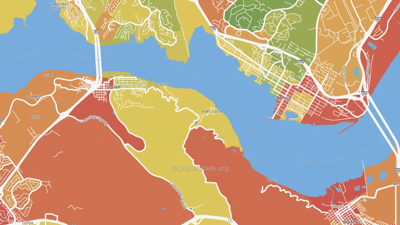 Port Costa, CA Map of Vehicle Theft Rates
