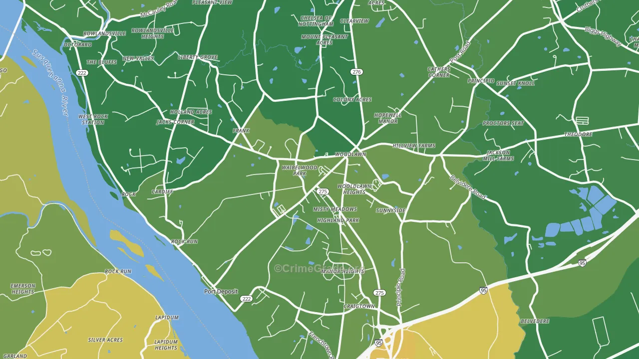 Port Deposit, MD Map of Vehicle Theft Rates