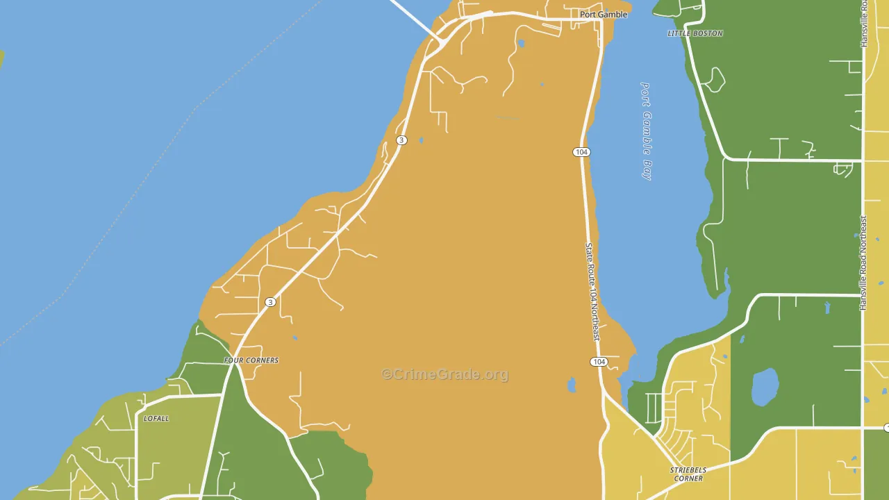 Port Gamble, WA Map of Vehicle Theft Rates