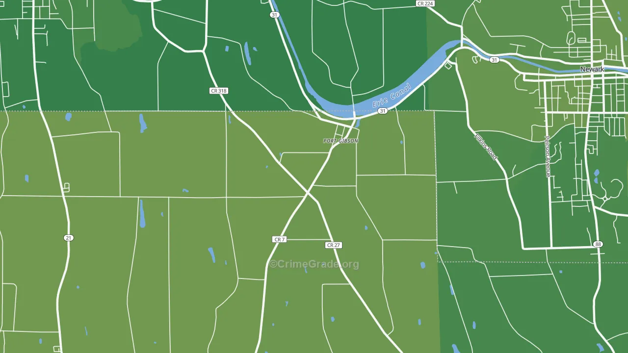 Port Gibson, NY Map of Vehicle Theft Rates