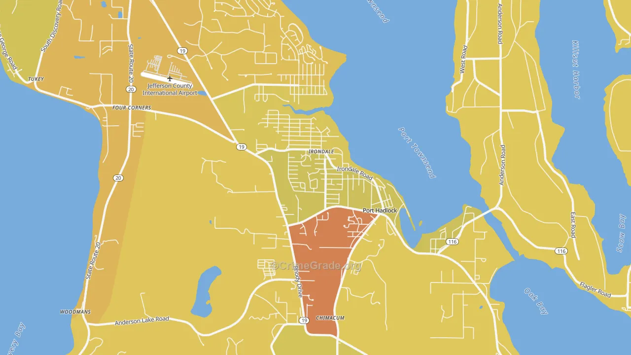 Port Hadlock-Irondale, WA Map of Vehicle Theft Rates