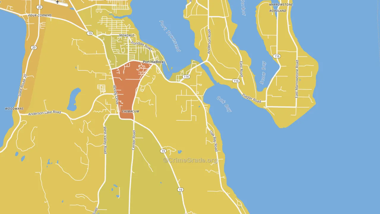 Port Hadlock, WA Map of Vehicle Theft Rates
