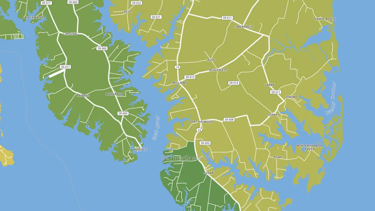 Port Haywood, VA Map of Vehicle Theft Rates