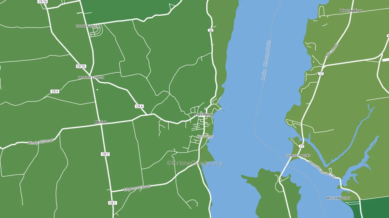 Port Henry, NY Map of Vehicle Theft Rates