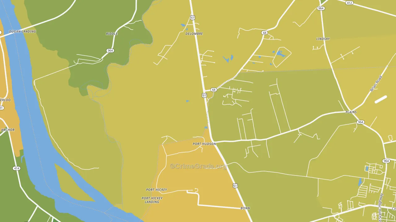 Port Hudson, LA Map of Vehicle Theft Rates