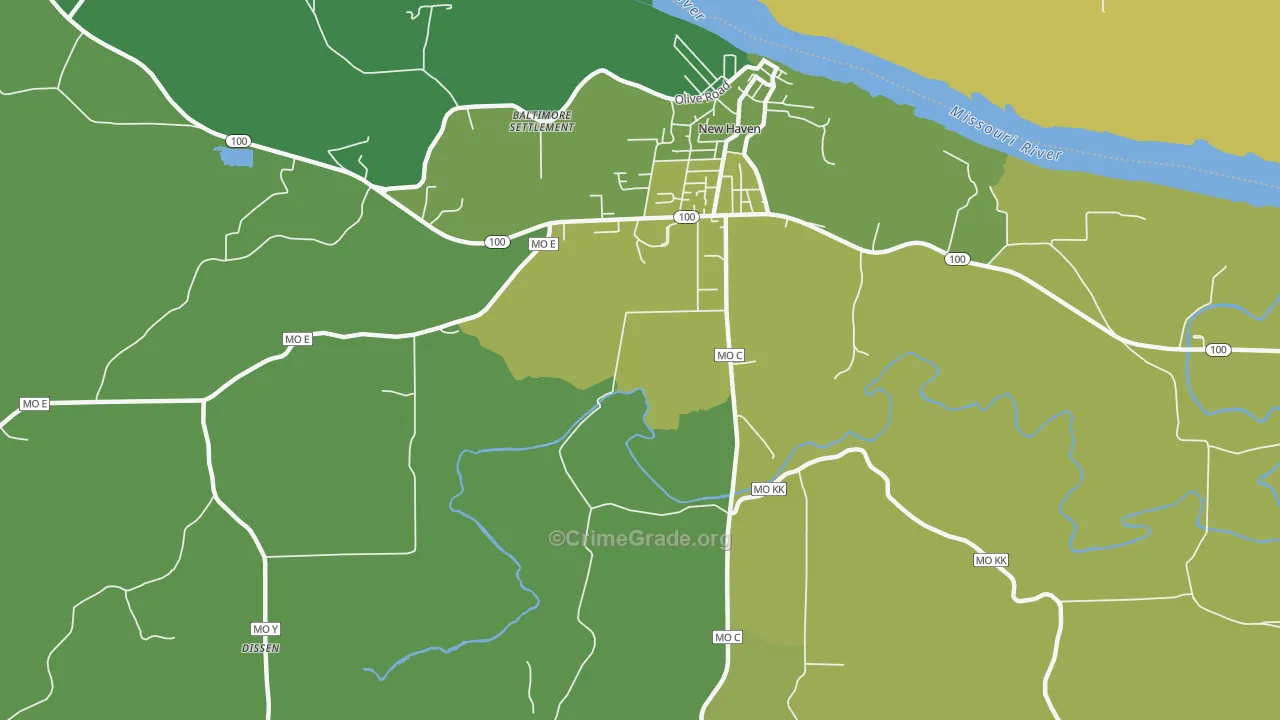 Port Hudson, MO Map of Vehicle Theft Rates