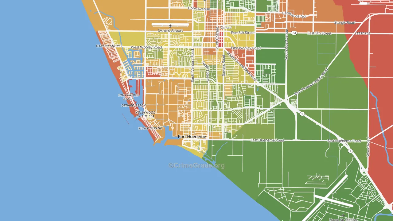 Port Hueneme, CA Map of Vehicle Theft Rates