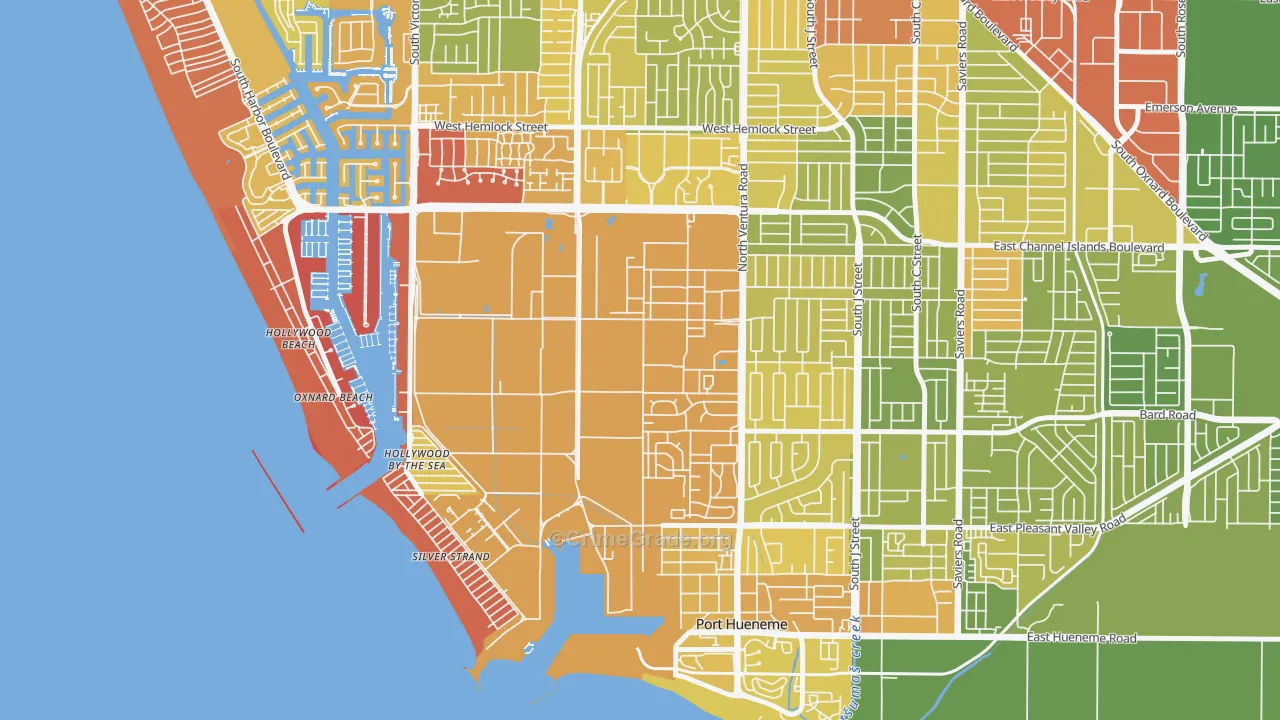 Port Hueneme Cbc Base, CA Map of Vehicle Theft Rates