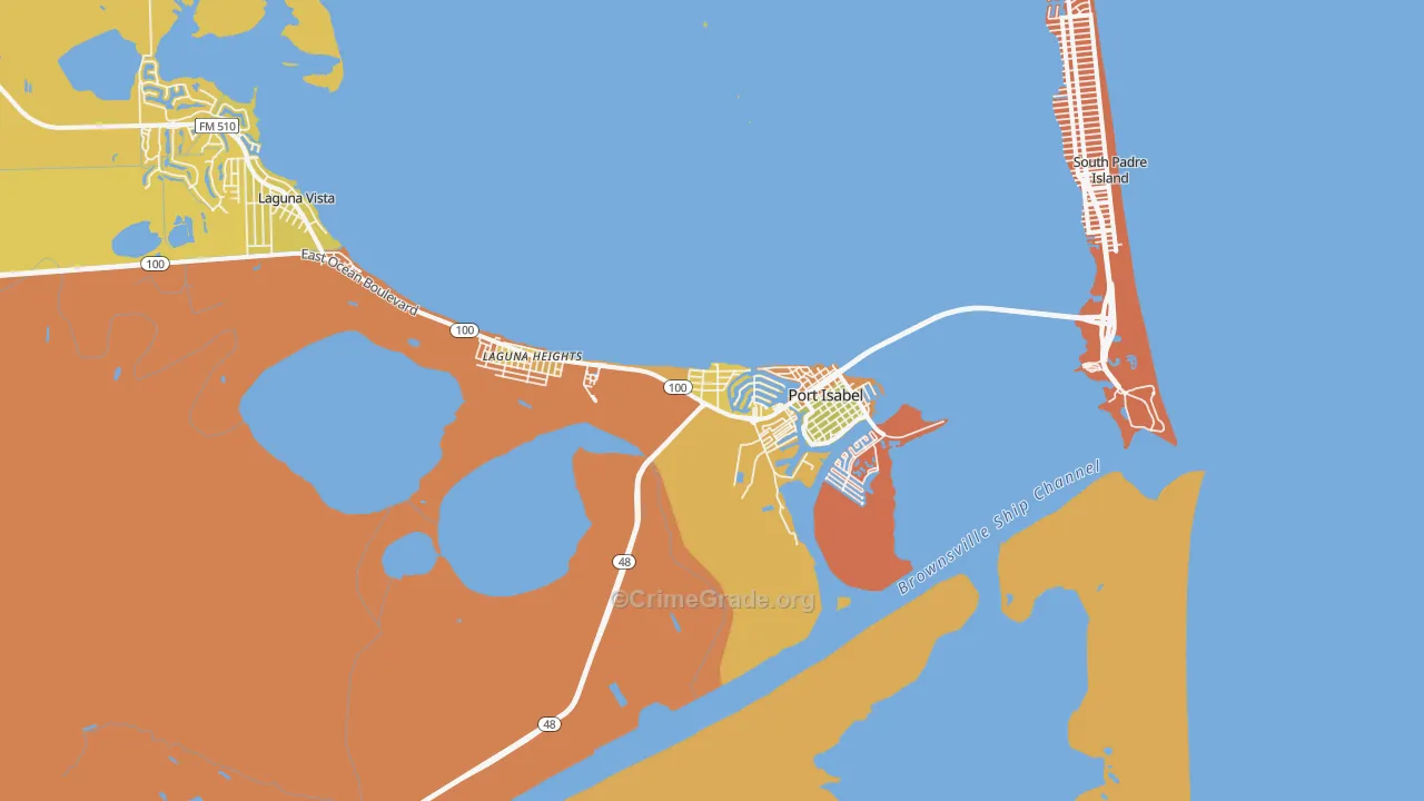 Port Isabel, TX Map of Vehicle Theft Rates