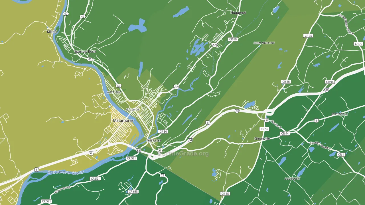 Port Jervis, NY Map of Vehicle Theft Rates