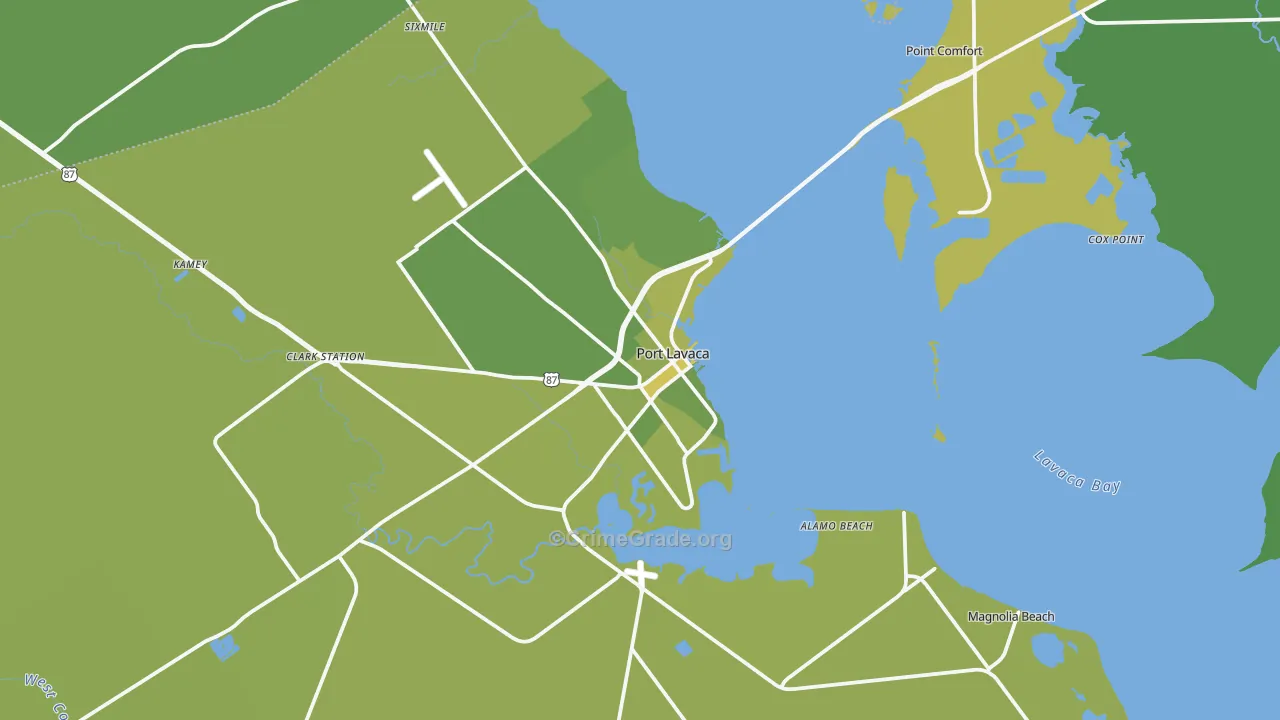 Port Lavaca, TX Map of Vehicle Theft Rates