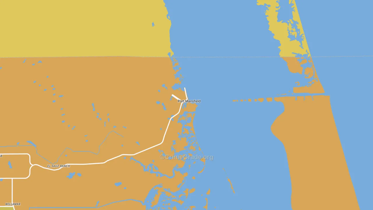 Port Mansfield, TX Map of Vehicle Theft Rates