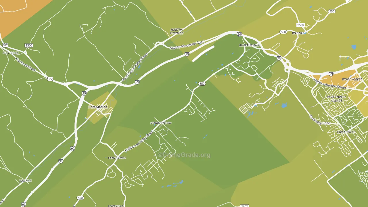 Port Matilda, PA Map of Vehicle Theft Rates