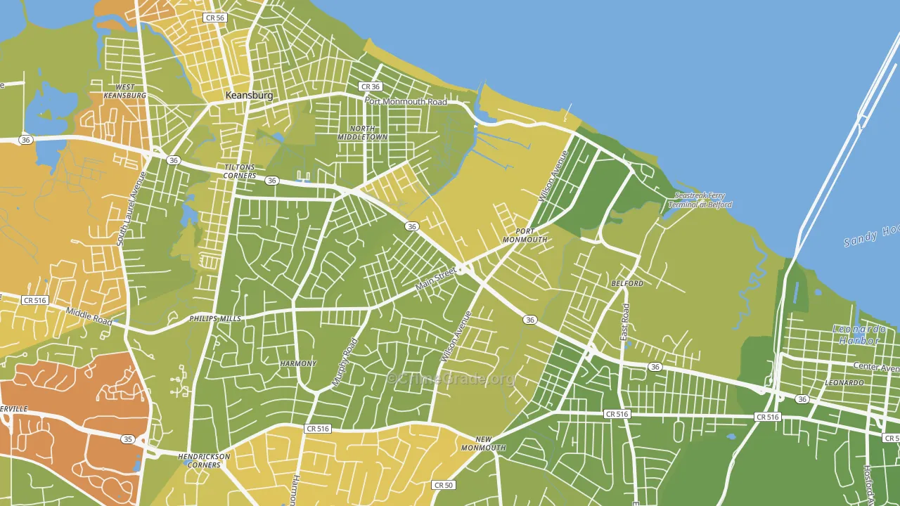 Port Monmouth, NJ Map of Vehicle Theft Rates