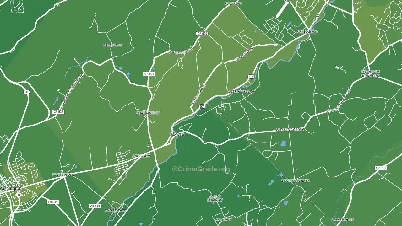 Port Murray, NJ Map of Vehicle Theft Rates