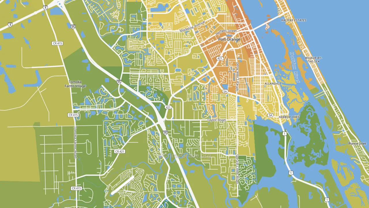 Port Orange, FL Map of Vehicle Theft Rates
