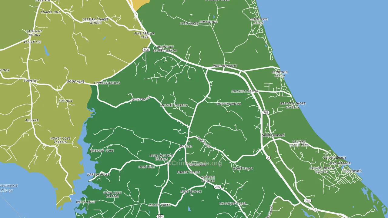 Port Republic, MD Map of Vehicle Theft Rates