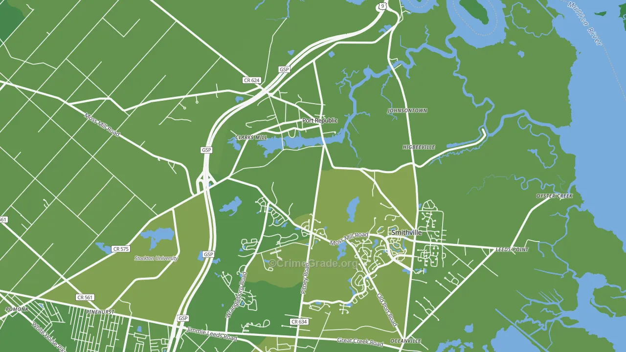 Port Republic, NJ Map of Vehicle Theft Rates