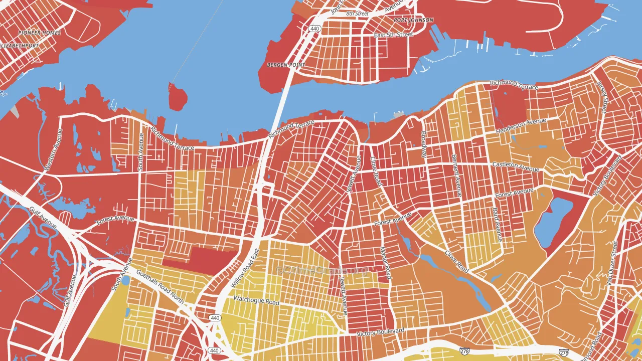 Port Richmond, Staten Island, NY Map of Vehicle Theft Rates
