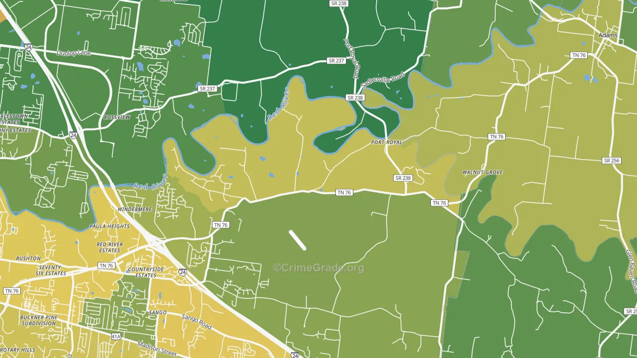 Port Royal, TN Map of Vehicle Theft Rates