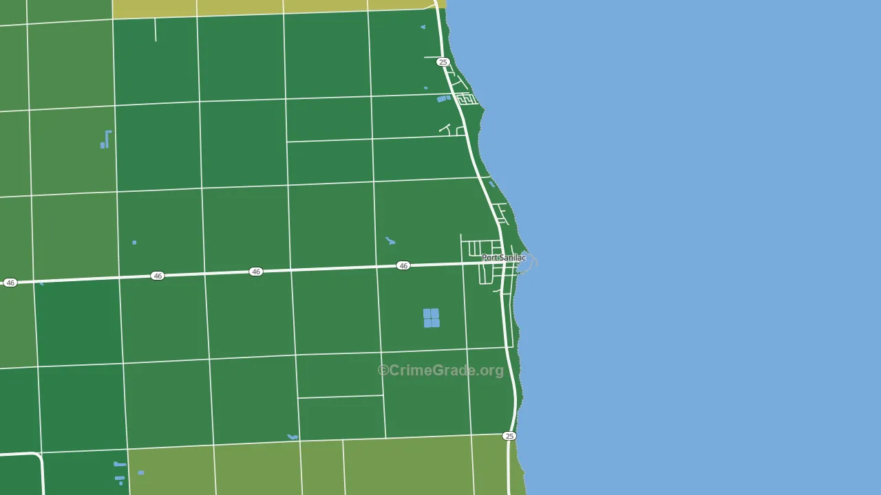 Port Sanilac, MI Map of Vehicle Theft Rates