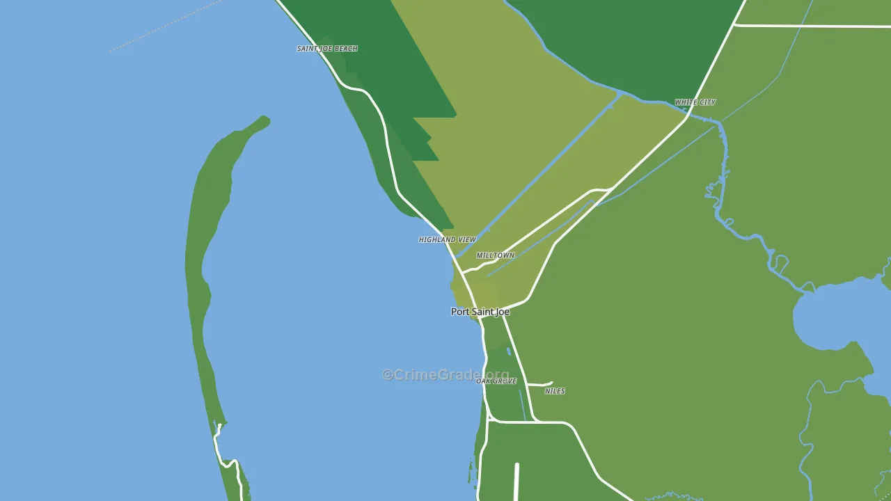 Port St. Joe, FL Map of Vehicle Theft Rates