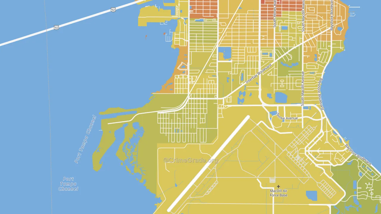 Port Tampa City, Tampa, FL Map of Vehicle Theft Rates