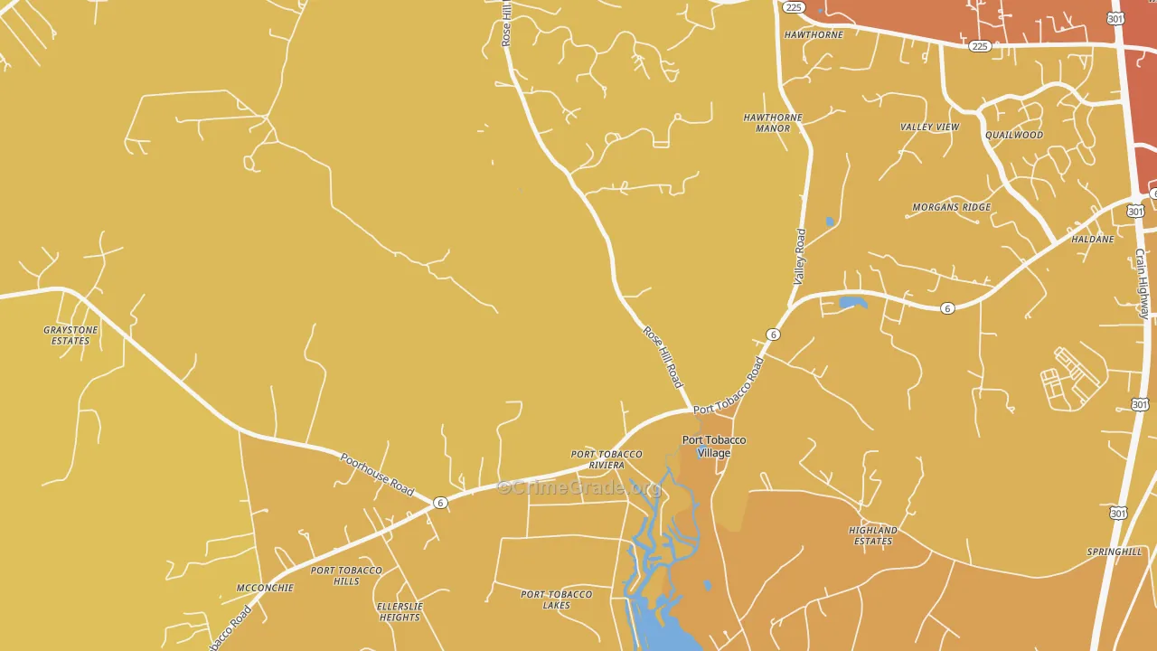 Port Tobacco Riviera, MD Map of Vehicle Theft Rates