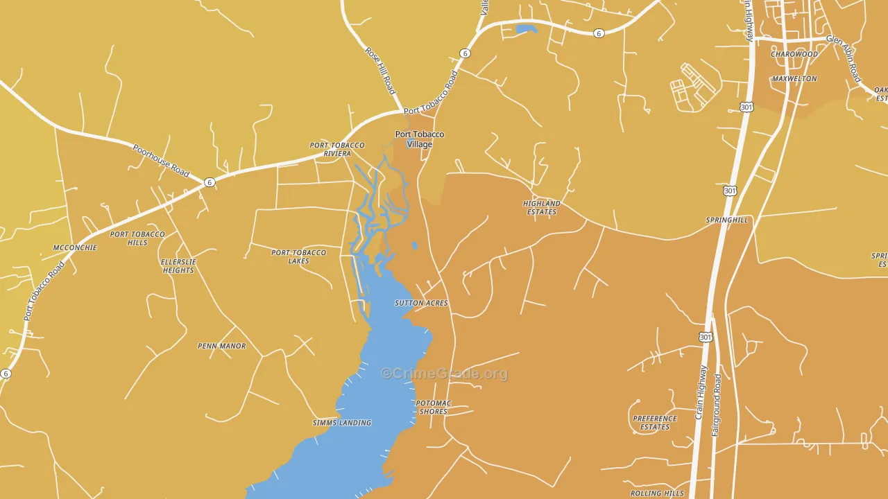 Port Tobacco Village, MD Map of Vehicle Theft Rates