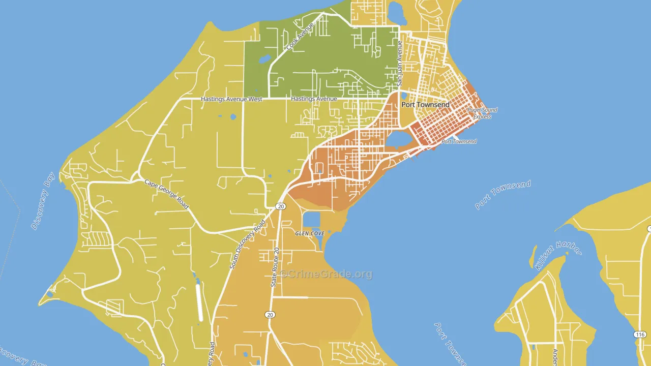 Port Townsend, WA Map of Vehicle Theft Rates