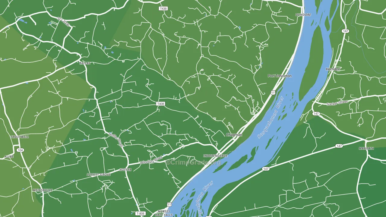 Port Trevorton, PA Map of Vehicle Theft Rates