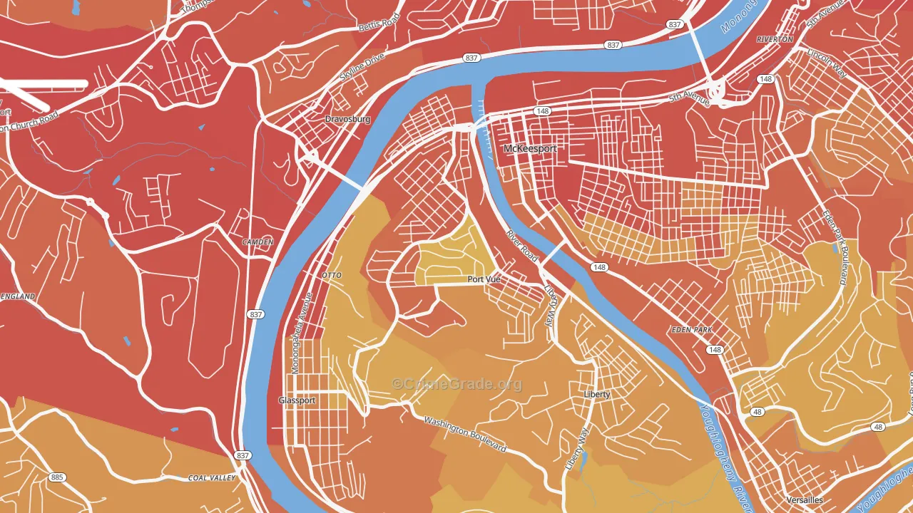 Port Vue, PA Map of Vehicle Theft Rates