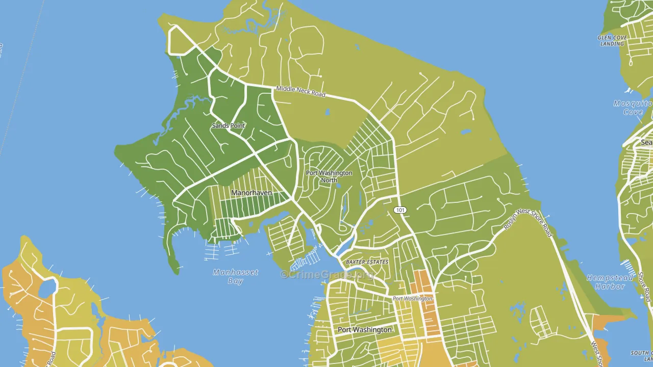 Port Washington North, NY Map of Vehicle Theft Rates
