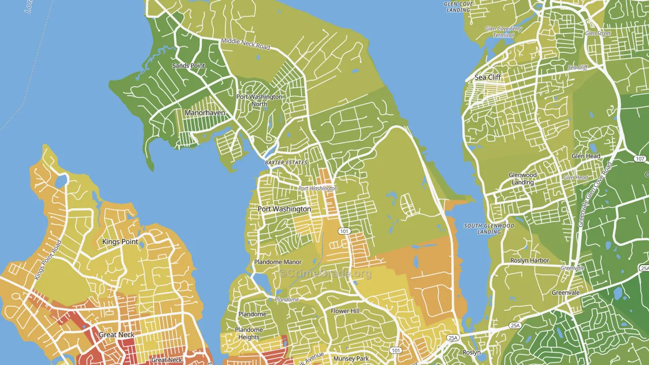 Port Washington, NY Map of Vehicle Theft Rates