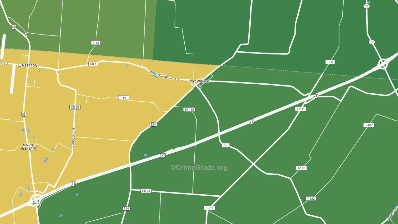 Port William, OH Map of Vehicle Theft Rates