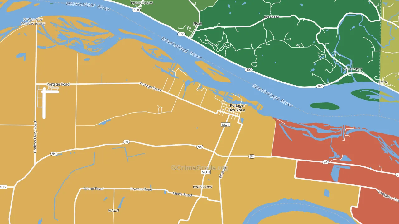 Portage Des Sioux, MO Map of Vehicle Theft Rates