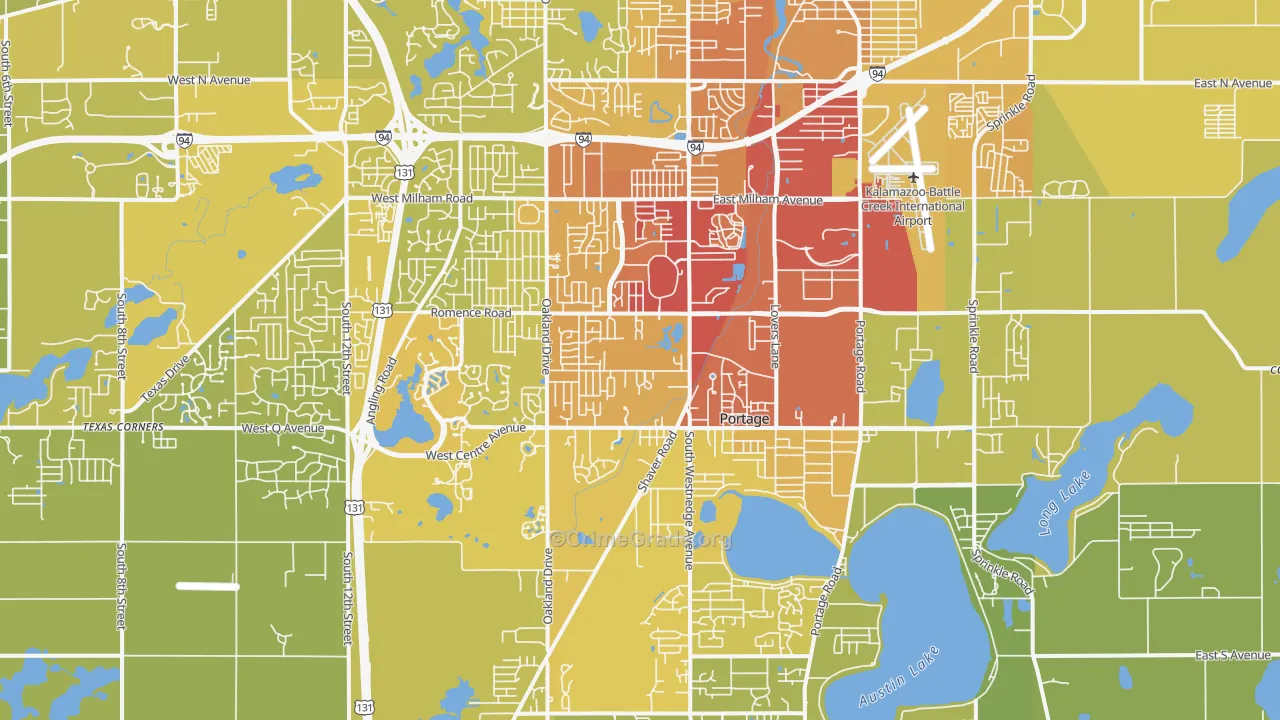 Portage, MI Map of Vehicle Theft Rates