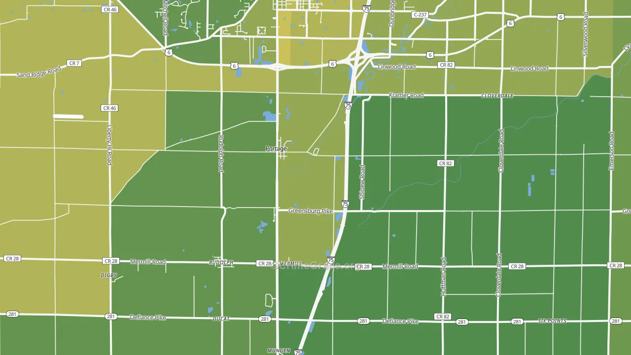 Portage, OH Map of Vehicle Theft Rates