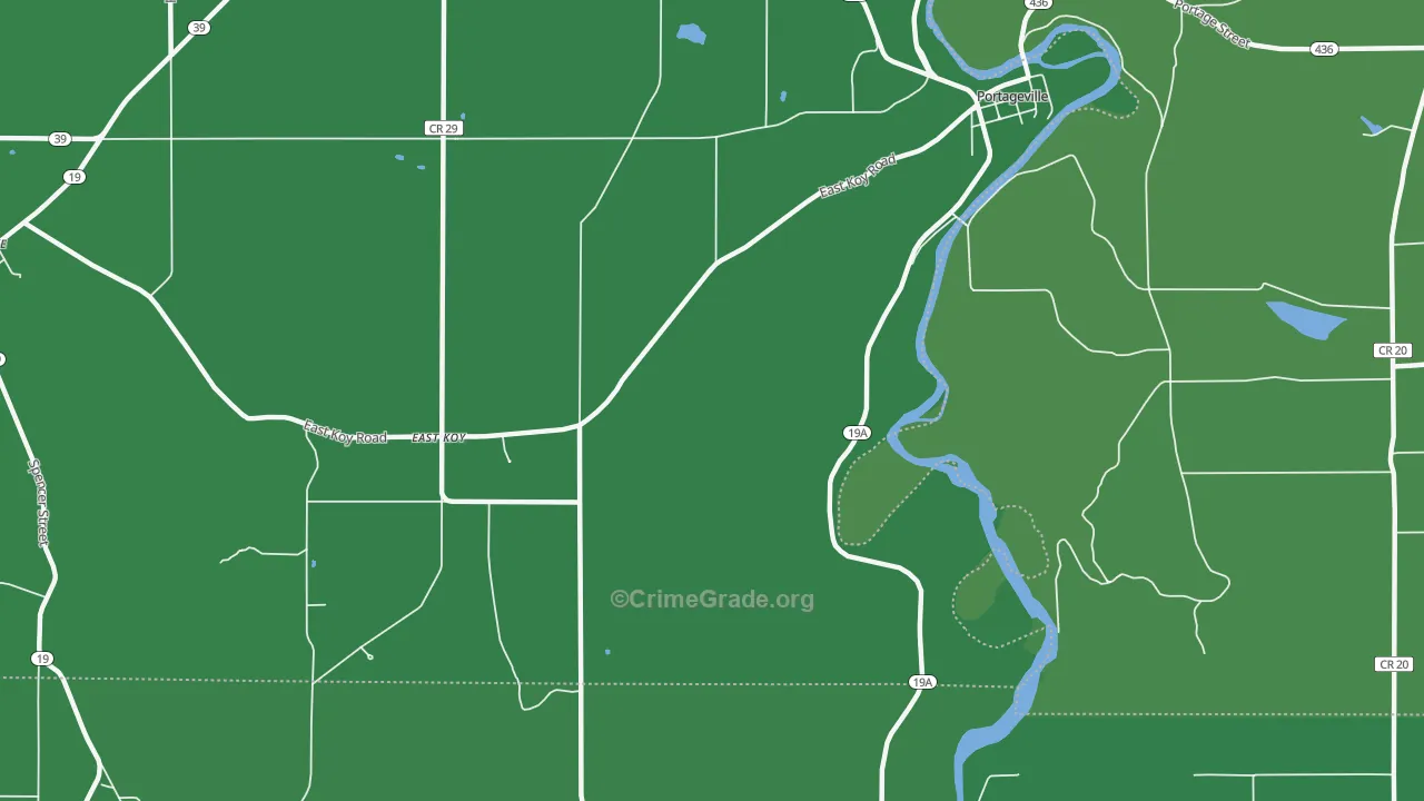 Portageville, NY Map of Vehicle Theft Rates