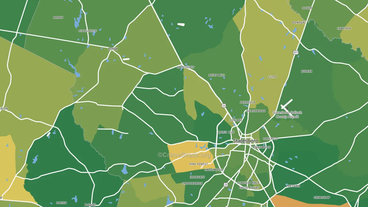 Portal, GA Map of Vehicle Theft Rates