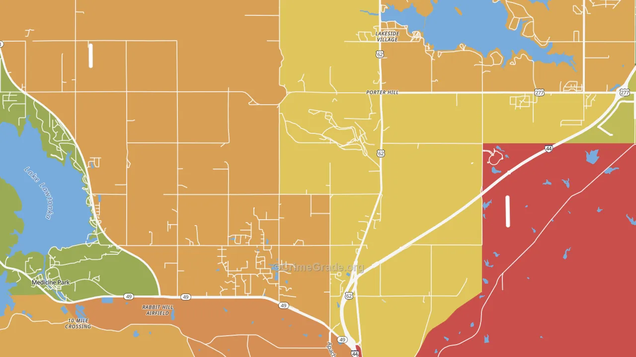 Porter Hill, OK Map of Vehicle Theft Rates