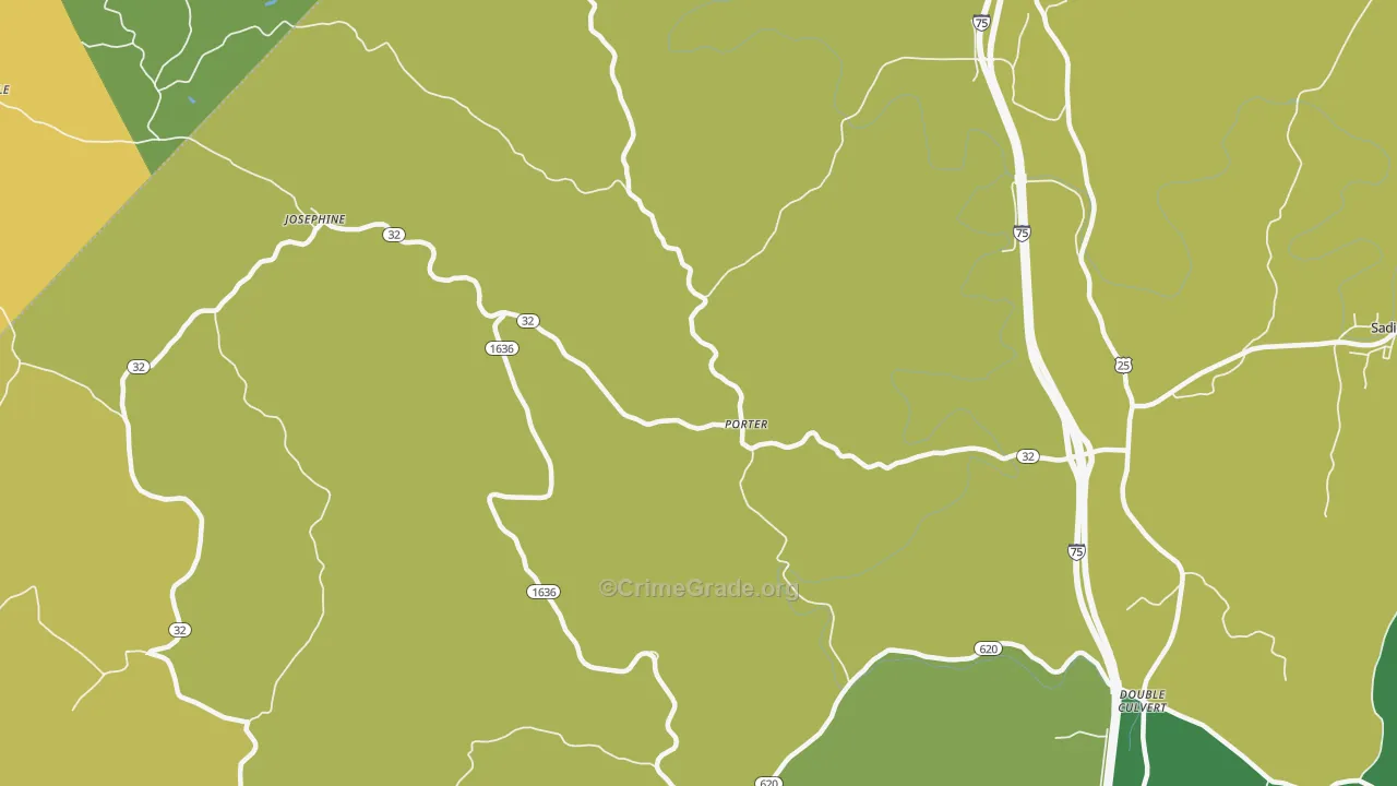 Porter, KY Map of Vehicle Theft Rates